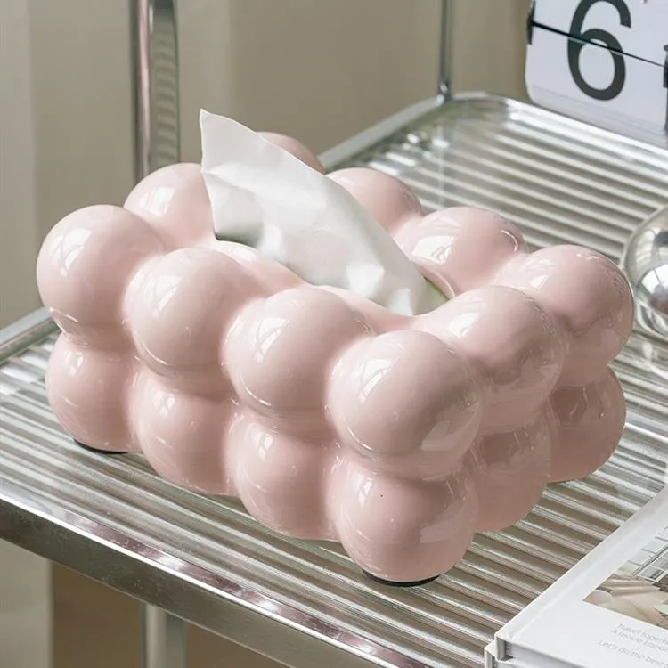 欧家居轻奢陶瓷纸巾盒摆件客厅高档卫生纸盒创意家用高级感餐桌面