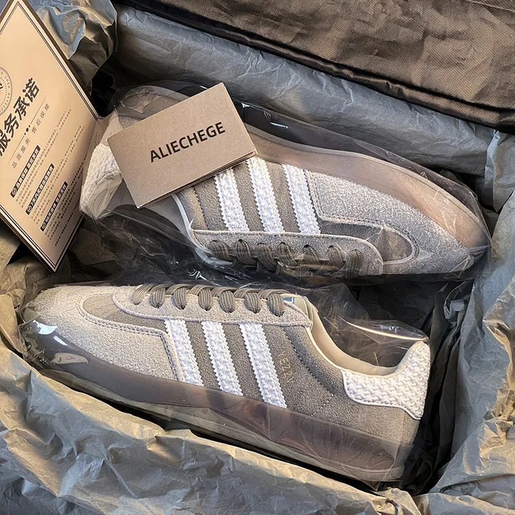 官方专柜正品灰色复古德训鞋男女款2025新款夏季百搭透气休闲板鞋