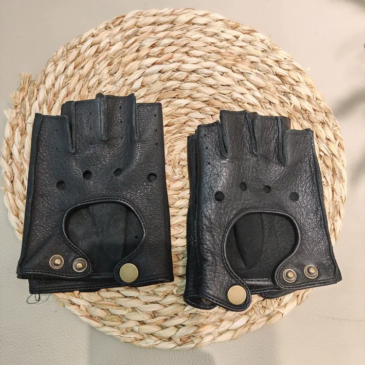 男士半指手套 羊皮半指手套运动骑车手套半指手套