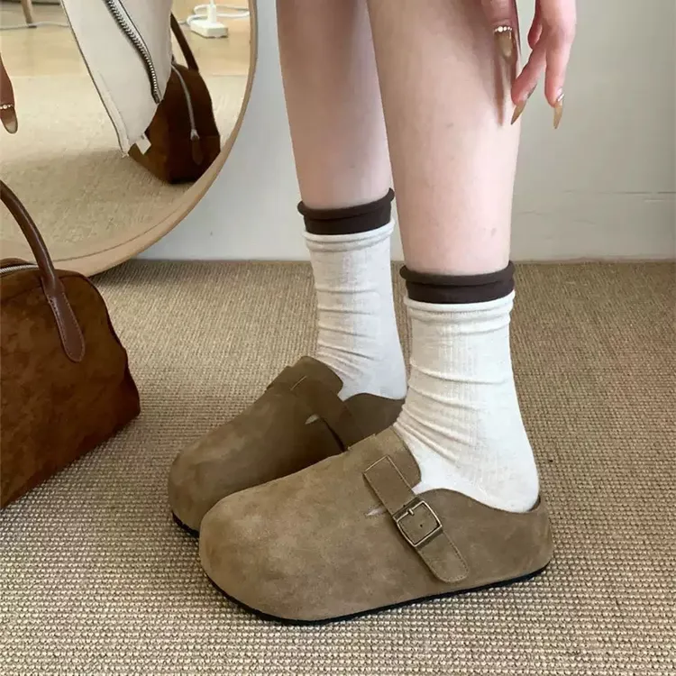 【婷婷家】厚底增高4cm勃肯鞋懒人一脚蹬软底防滑包头拖鞋
