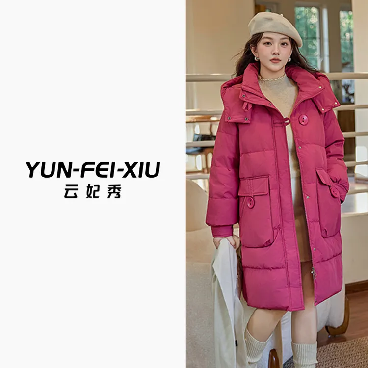 云妃秀大码女装羽绒服连帽大口袋时尚宽松显瘦遮肉胖妹妹秋25009