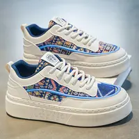 骄秋季透气男鞋小众设计厚底布鞋运动小白板鞋18803