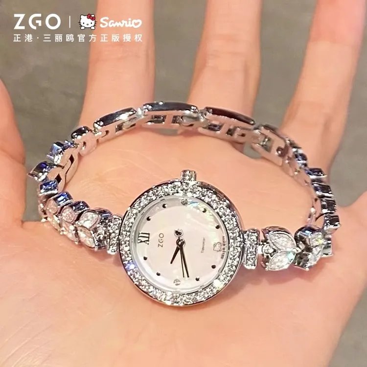 正港x三丽鸥HelloKitty美人鱼手表女士满钻腕表送女朋友生日礼物