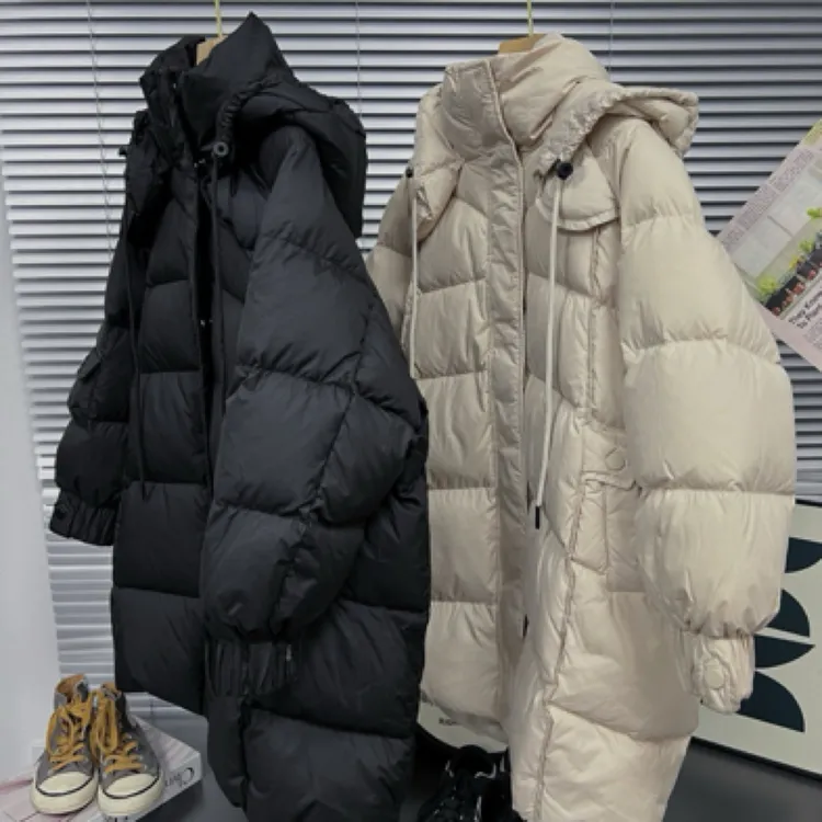 【2025新品】韩版时尚亲子保暖加厚中长款连帽冬季羽绒服童装儿童