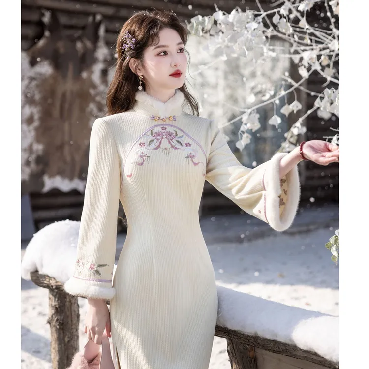 苏故里【倾城】加绒加厚冬款旗袍改良版日常百搭气质优雅修身显瘦