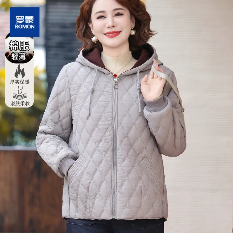 罗蒙50多岁妈妈秋冬装轻薄款棉衣外套新款棉服中老年女士洋气棉袄