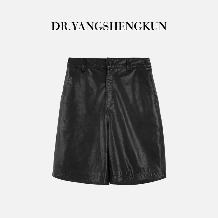 杨圣坤2025新品高级酷飒感超薄半植鞣油蜡绵羊皮短裤女EY2581740