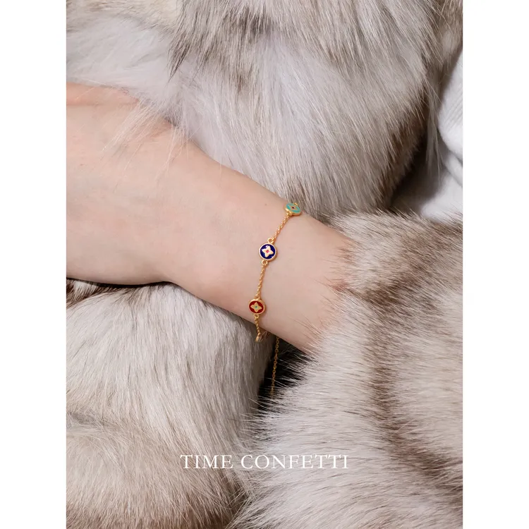 黄铜手链 镀K金【孙二娘】烧蓝工艺百搭气质时尚手链TC 11775