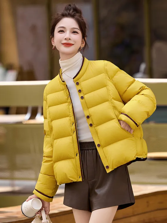 时尚小立领羽绒服女短款2025冬装新款小个子洋气保暖鸭绒外套