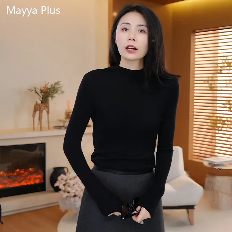 【随心穿】Mayya Plus麦芽定制气质显瘦流光风毛织上衣32546778