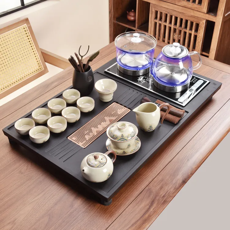 诗朋整块石头茶盘轻奢功夫茶具套装高端全套茶具烧水壶全自动一体