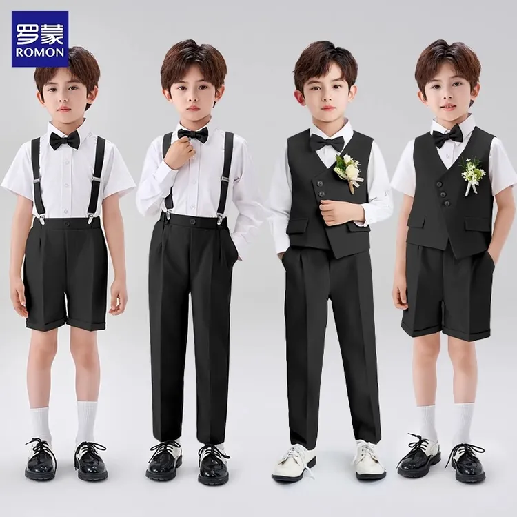 罗蒙儿童男童花童礼服主持人演出服英伦风潮酷痞帅童装