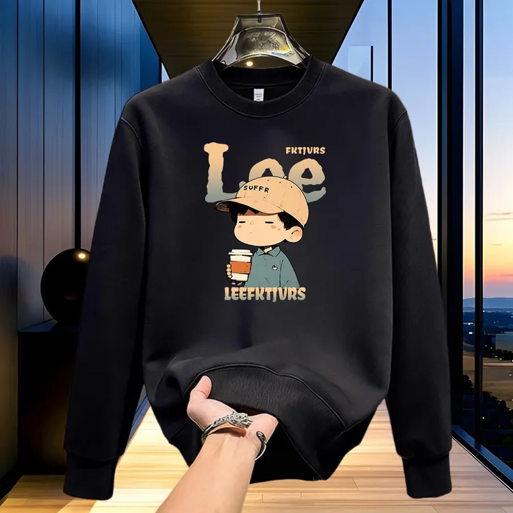 秋冬季新款潮牌百搭长袖卫衣加绒保暖青年休闲圆领男士高端上衣服