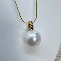 12-13mm天然淡水珍珠吊坠18k金镶嵌百搭气质时尚