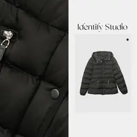  IDENTIFY冬季时尚单排防风襟暗扣收腰设计连帽羽绒服25AWG112901