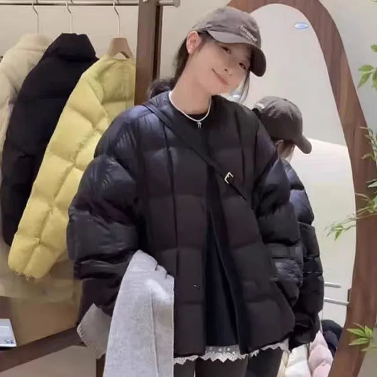 韩系棉服女2025冬新款宽松保暖百搭面包服纯色外套上衣通1-*5