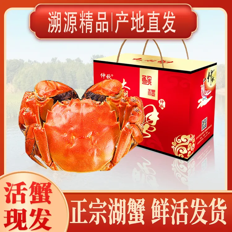 溱湖簖蟹 公蟹4.0两母蟹3.0两8只精品大闸蟹鲜活螃蟹冬日火锅