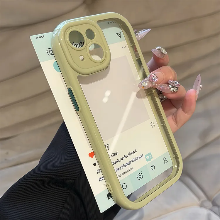 透色奶油壳适用苹果15/华为/小米/荣耀/OPPO/vivo个性防摔手机壳