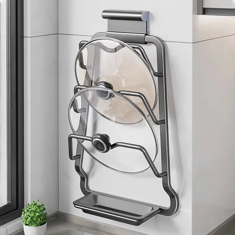 太空铝锅盖架免打孔厨房挂架多功能砧板架菜板架锅架五金挂件新款