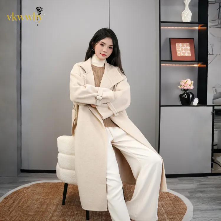 高级感廓形双面呢大衣女装时尚中长款百搭大衣外套秋冬新款加厚