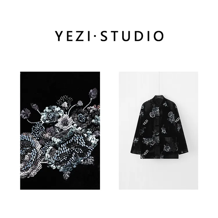 【繁花似锦】45梭210g加厚桑蚕丝驼绒重工钉珠刺绣中式外套25407005