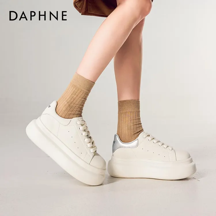 Daphne/达芙妮【粉彩风】2026早春新款时尚百搭小白鞋厚底增高女鞋商品图