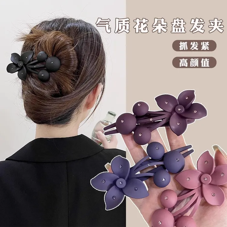 简约女学院风日韩成人顶夹优雅双面蝴蝶结抓夹花朵发卡发夹