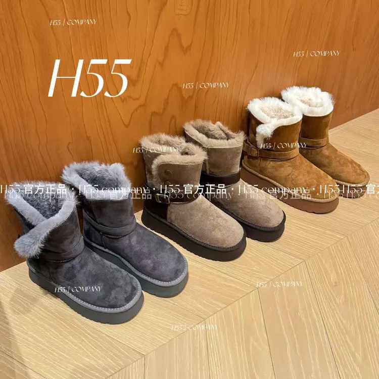 【马哥同款】H55女鞋圣彼得冬令时|圆头氛围感超厚雪地靴40-3059