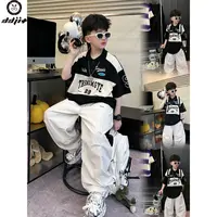 蛋蛋家【休闲一夏】夏款时尚街头男童黑色机车字母短袖T恤