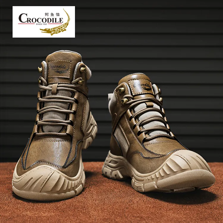 鳄鱼恤马丁靴男2025冬季加绒棉鞋中帮大码45英伦风46美式工装皮靴