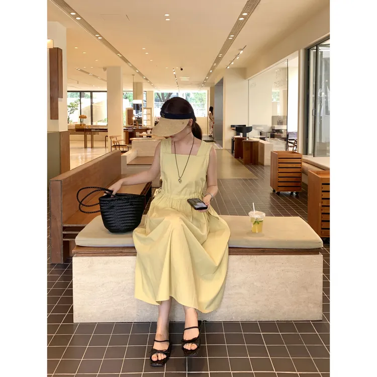 MD显瘦气质夏季法式设计感收腰无袖时尚小众复古减龄长款MD女装连
