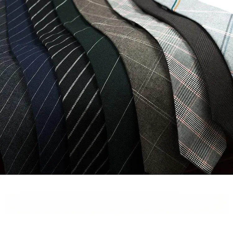 千鸟格西装领带男士纯色咖色灰色6休闲领带复古上班格子时尚女