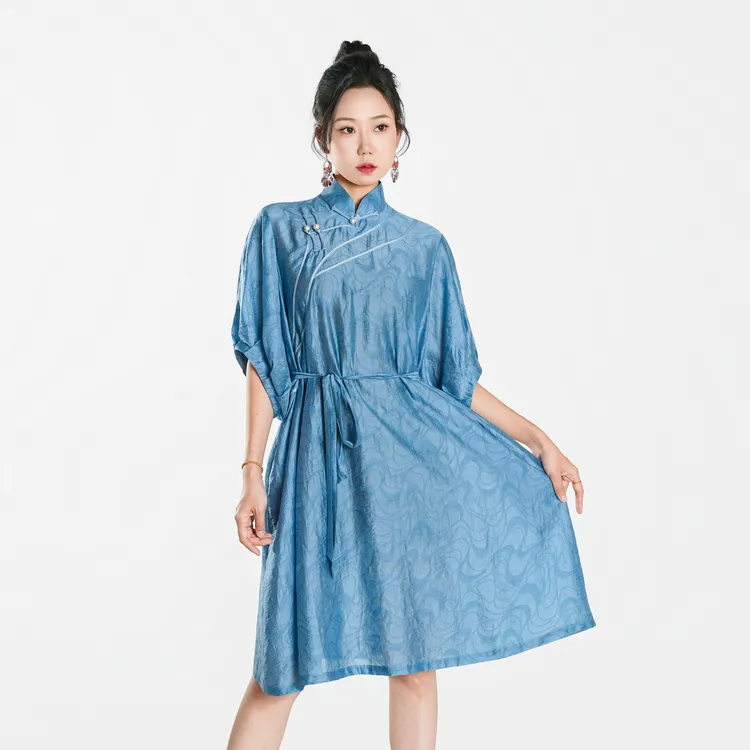 【俏额吉】QEJ25SY005俏额吉原创设计民族风半袖长裙