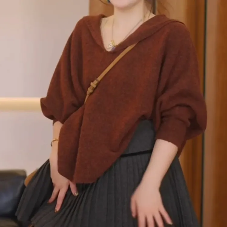 【暖日序章】新款休闲海军领宽松针织长袖毛衣LK2508745