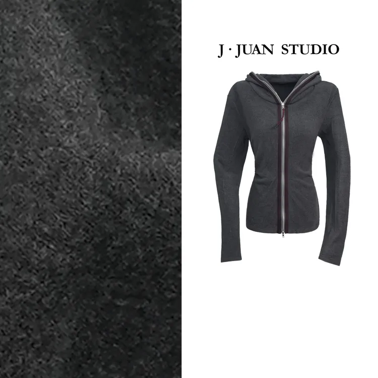 【J.Juan】云感绒衫-冬季双面德绒撞色连帽开衫高个子女装发热上衣