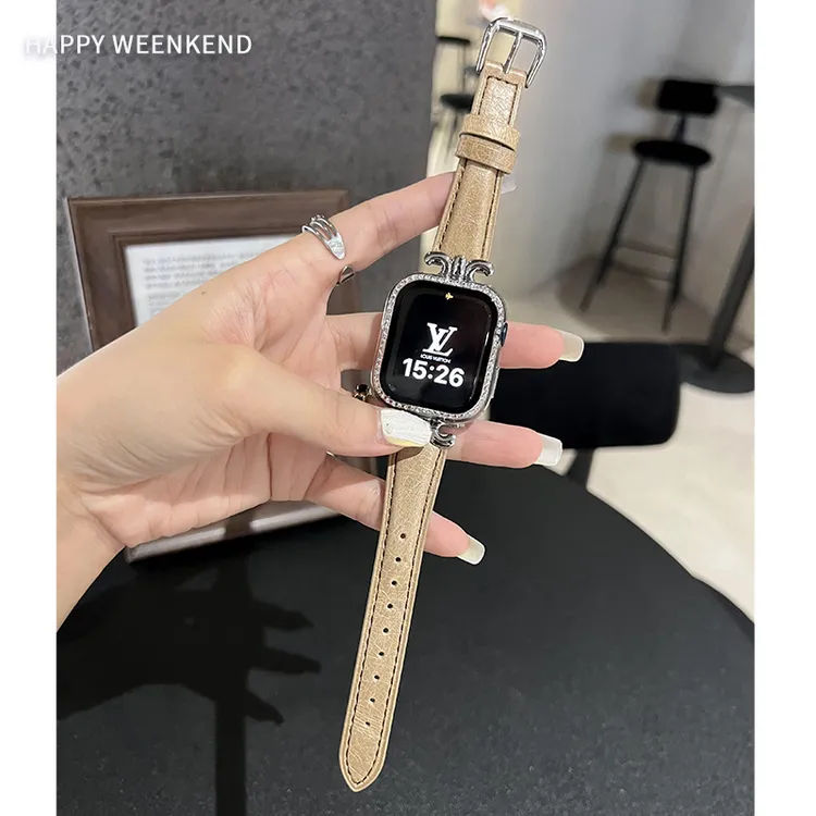 真皮凯旋门拼接表带适用于苹果手表表带iwatchS1056789SE牛皮女款