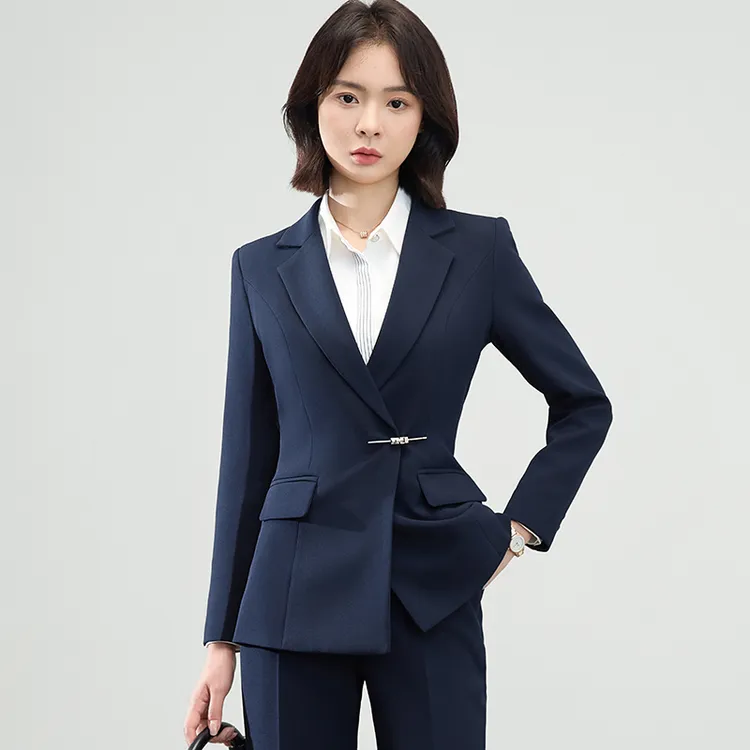 新中式盘扣国风职业西装套装气质通勤酒店前台经理西服正装工作服