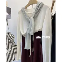 /云朵打底/后领爱心金扣薄款针织衫女百搭显瘦打底93392
