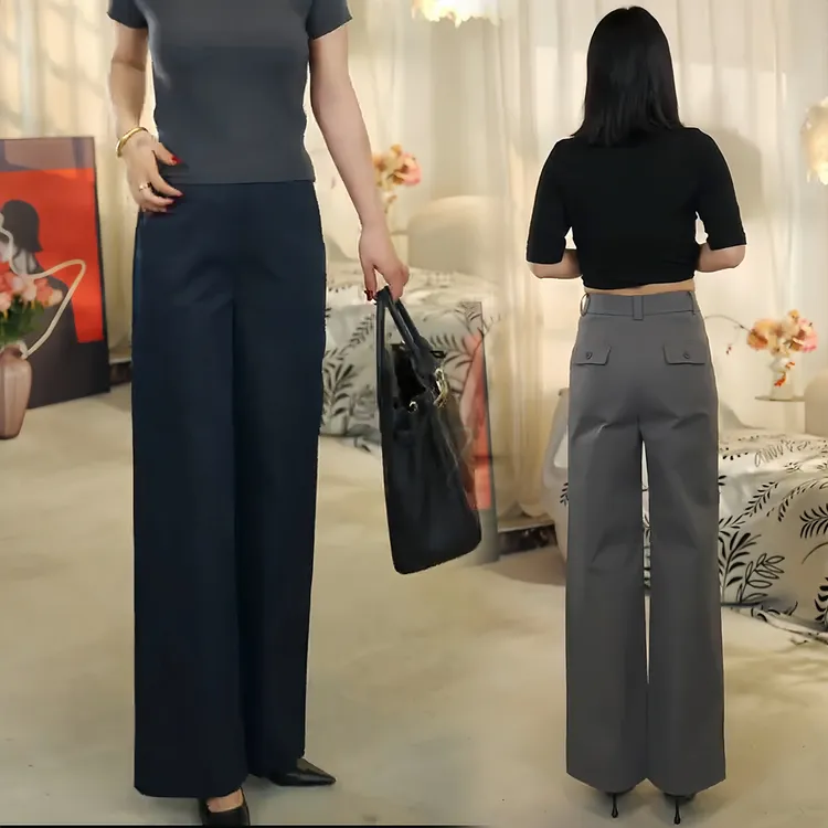 窄版直筒阔腿裤女2025秋季新款遮肉显瘦宽松时尚百搭高腰休闲裤子