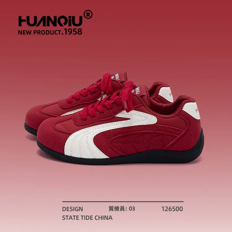 环球红色德训鞋女款2025新款秋季百搭时尚透气女鞋轻便休闲鞋子女