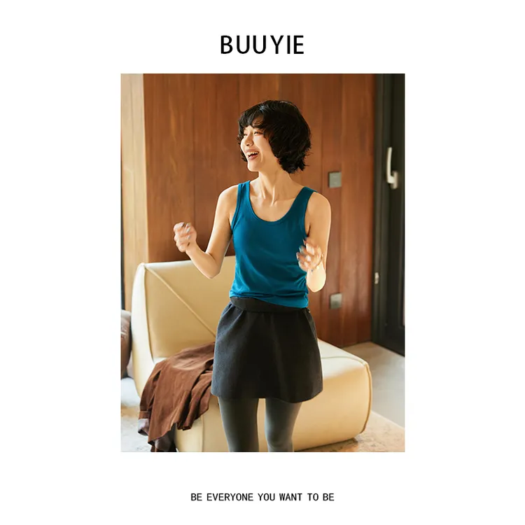 BUUYIE 25SS【云间】极简风休闲宽松显瘦纯色背心吊带 250918