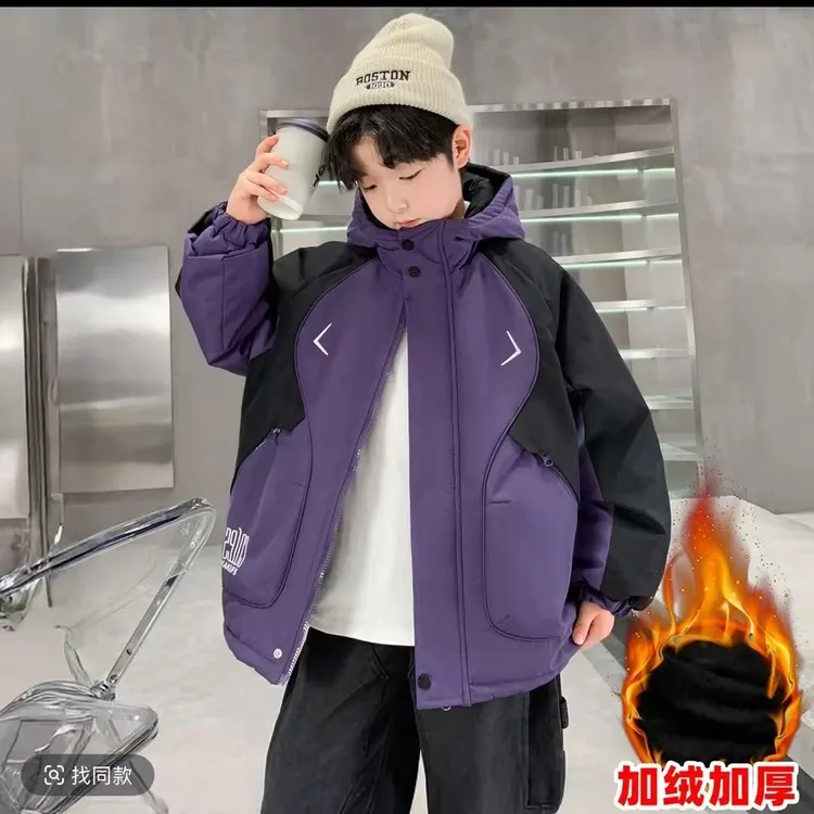 【三防加绒加厚】冬季新品男女童装冲锋衣棉袄外套宽松韩版洋气保暖