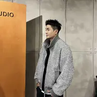 XDZZ二狗25ss冬季潮牌立领拼接90鹅绒羊毛外套羽绒服男款潮V55124