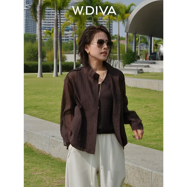W.Diva【柔锦夏裳】夏季休闲棉锦混纺衬衫外套DWARWA1498魏老板