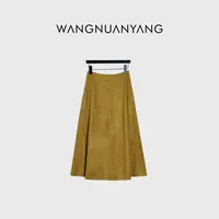 【WNY STUDIO】焦点｜定染秀场色系麂皮绒高腰半身裙（23N80101）