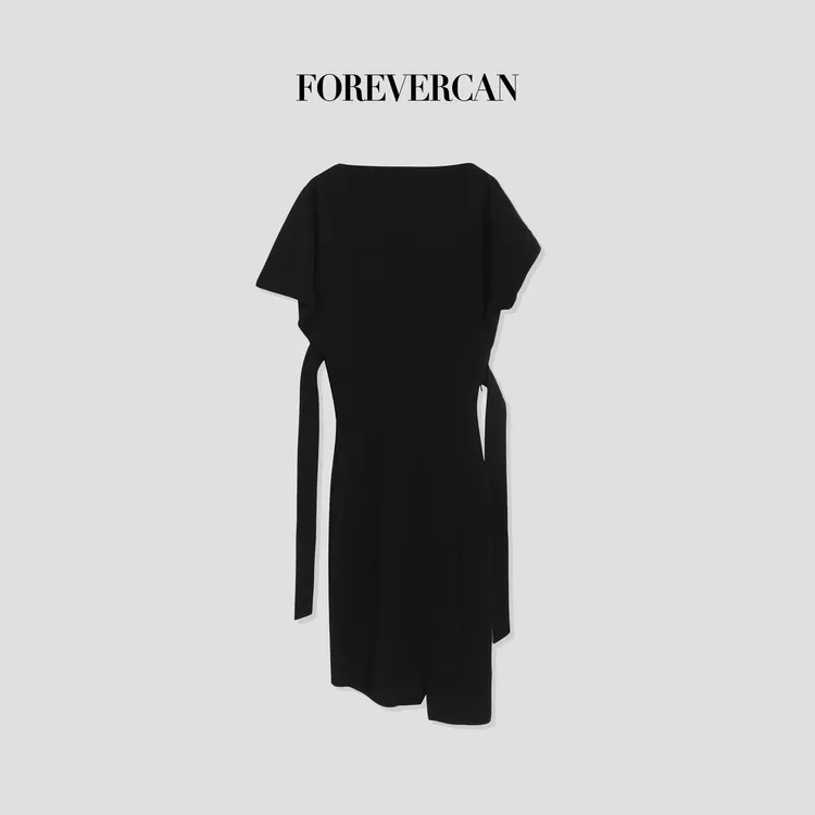 FOREVERCAN“黑玫曼塔”客订面料立裁极简高级感连衣裙 CANSD9990