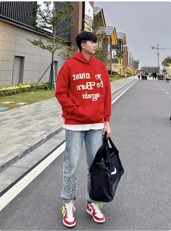 300斤大码蛇年红色衣服新年情侣休闲连帽加绒加厚套头秋冬男卫衣