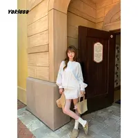王少女YOKLASS 白色长袖衬衫荷叶边A摆短裙子女秋季套装S36718S53
