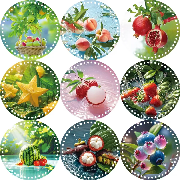 【618促销】圆形双面印花3毫米厚亚克力底板手工编织水果篮水晶板