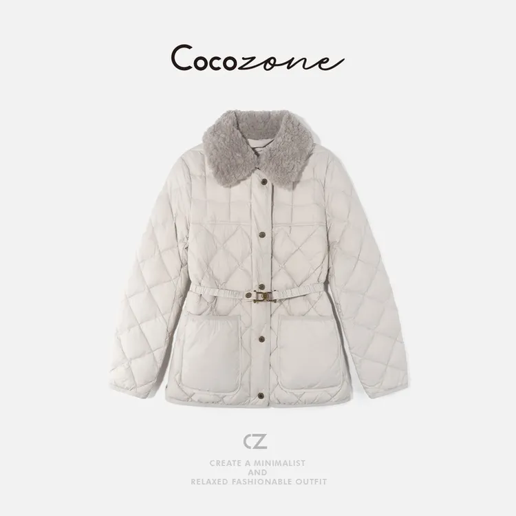COCO ZONE刘一一 90鹅绒单排扣翻领菱形纹理鹅绒服 CD2A2601